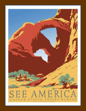 Travel to Bryce Canyon red rocks US Travel bureau poster 1940